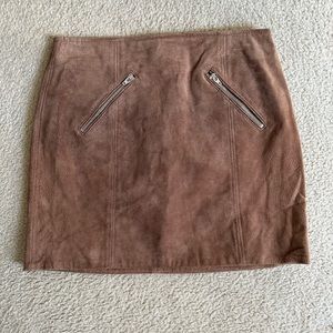 NWOT Blank NYC Brown Mini Skirt Womens Size 27 Suede Zip Pocket